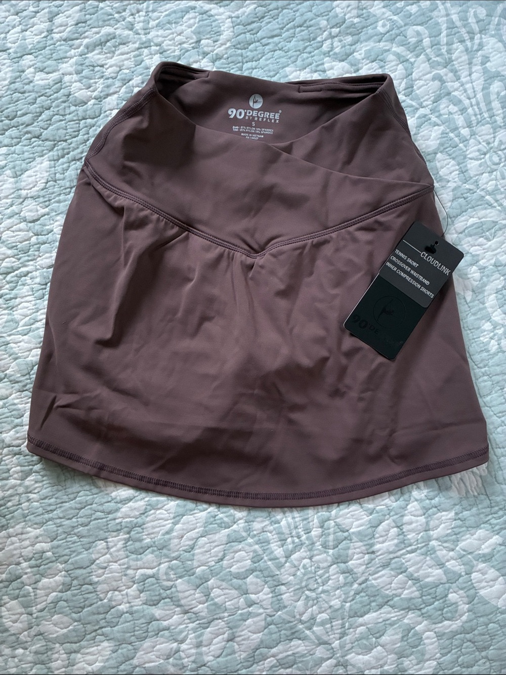 90 Degree By Reflex Women's Mauve Athletic Skort with Built-In Shorts